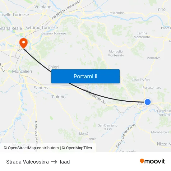 Strada Valcossèra to Iaad map