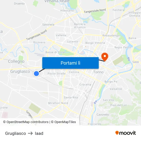 Grugliasco to Iaad map