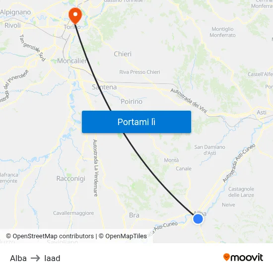 Alba to Iaad map