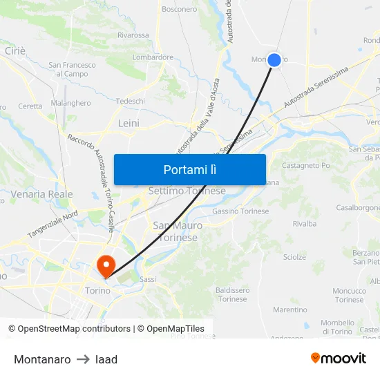 Montanaro to Iaad map