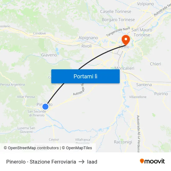 Pinerolo - Stazione Ferroviaria to Iaad map