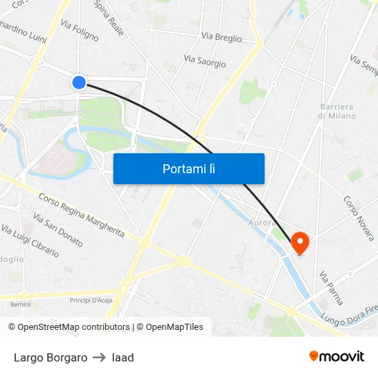 Largo Borgaro to Iaad map