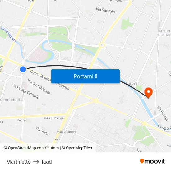 Martinetto to Iaad map