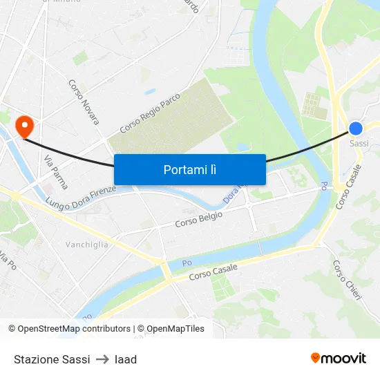 Stazione Sassi to Iaad map