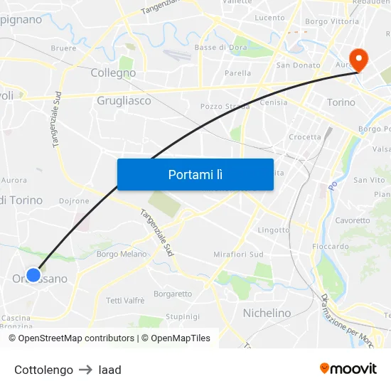 Cottolengo to Iaad map