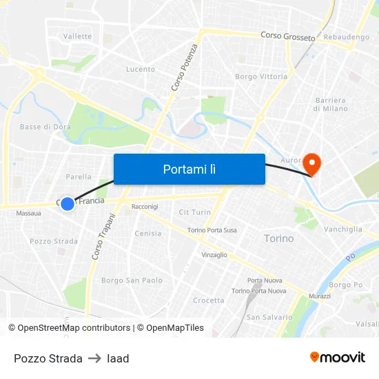 Pozzo Strada to Iaad map