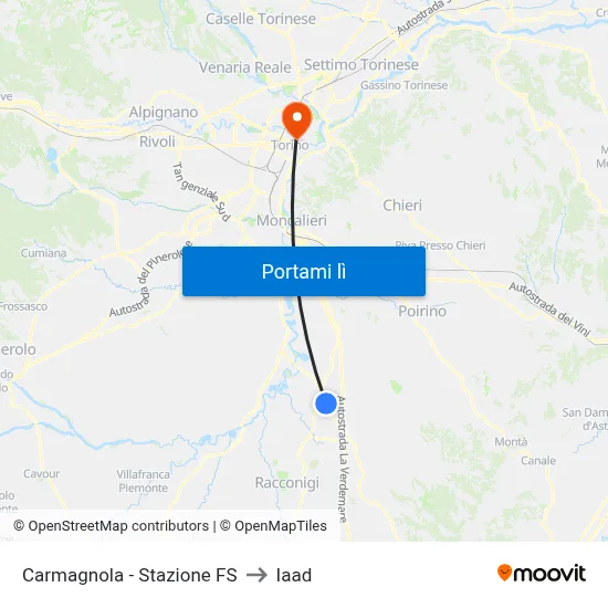 Carmagnola - Stazione FS to Iaad map