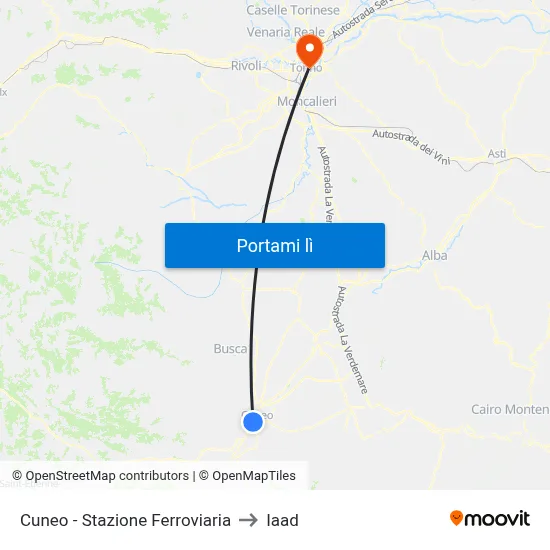 Cuneo - Stazione Ferroviaria to Iaad map