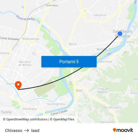 Chivasso to Iaad map