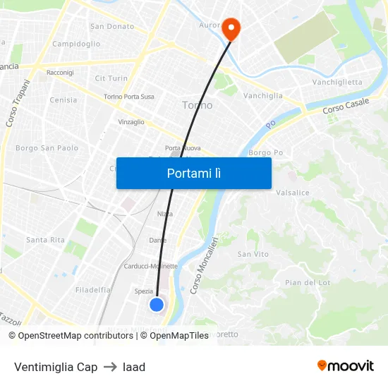 Ventimiglia Cap to Iaad map