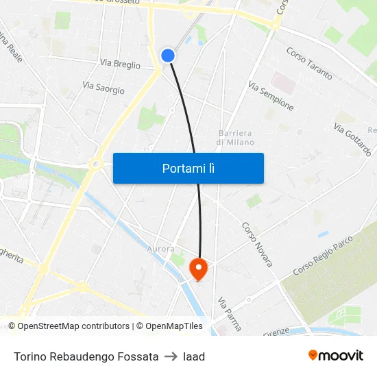 Torino Rebaudengo Fossata to Iaad map