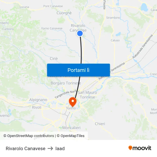 Rivarolo Canavese to Iaad map