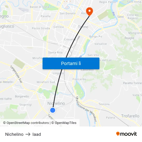 Nichelino to Iaad map