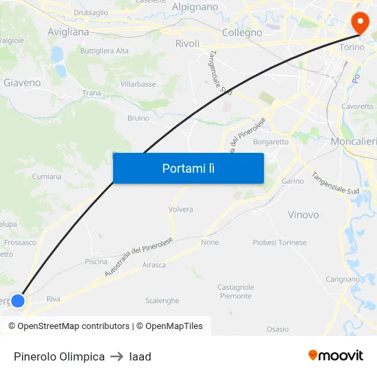 Pinerolo Olimpica to Iaad map