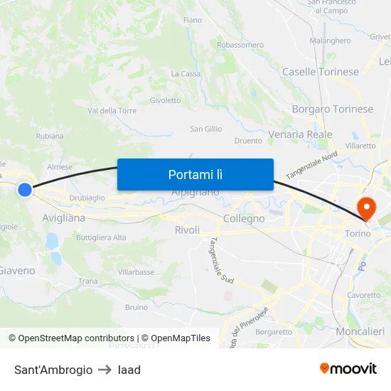 Sant'Ambrogio to Iaad map