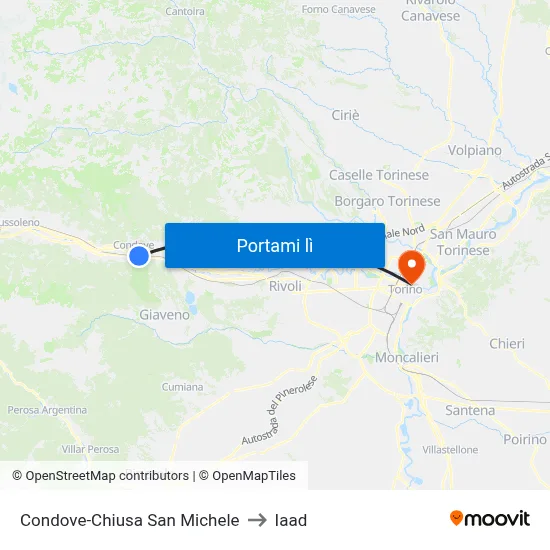 Condove-Chiusa San Michele to Iaad map