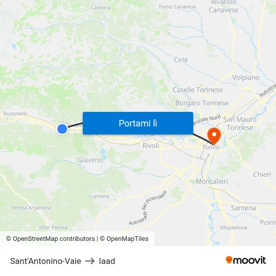 Sant'Antonino-Vaie to Iaad map