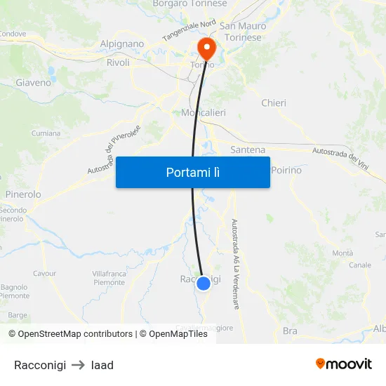 Racconigi to Iaad map