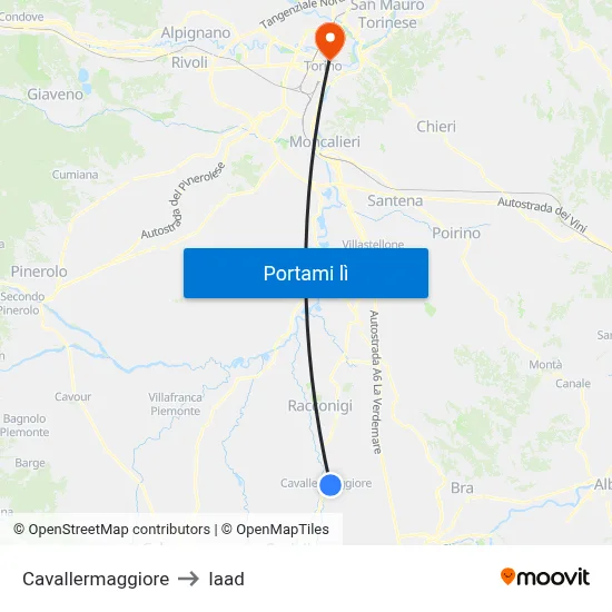 Cavallermaggiore to Iaad map