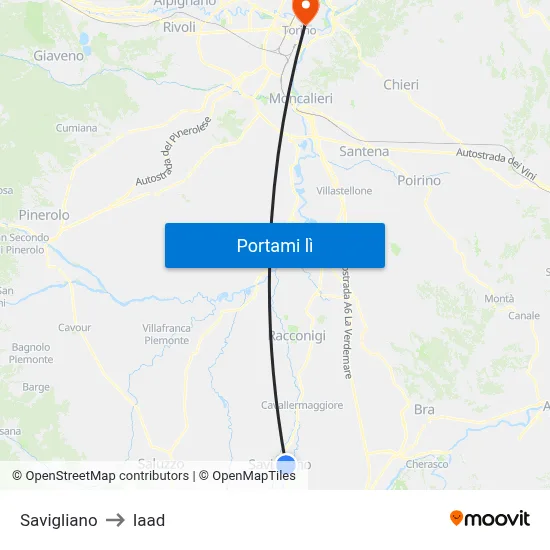Savigliano to Iaad map