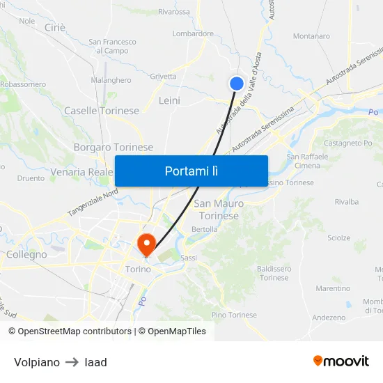 Volpiano to Iaad map