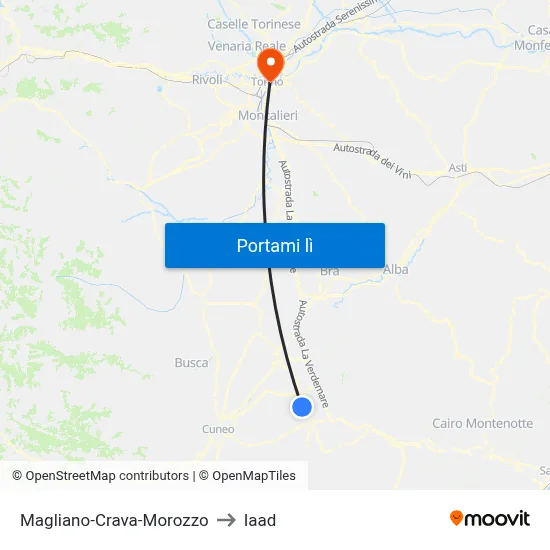 Magliano-Crava-Morozzo to Iaad map