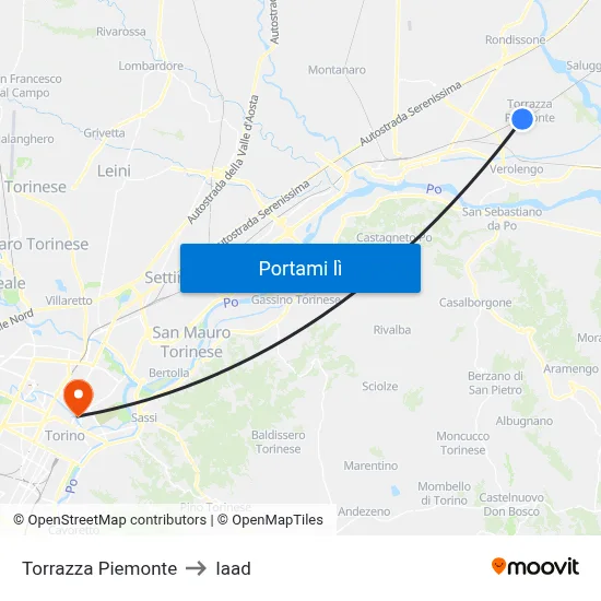 Torrazza Piemonte to Iaad map