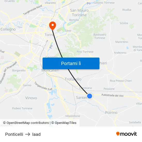 Ponticelli to Iaad map