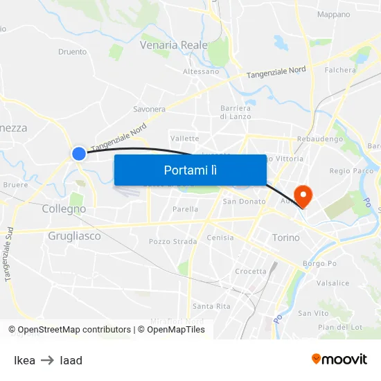 Ikea to Iaad map