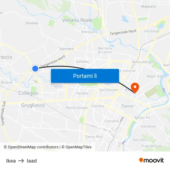 Ikea to Iaad map