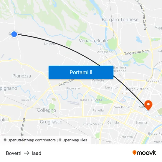 Bovetti to Iaad map
