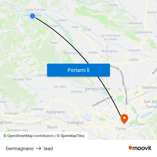 Germagnano to Iaad map