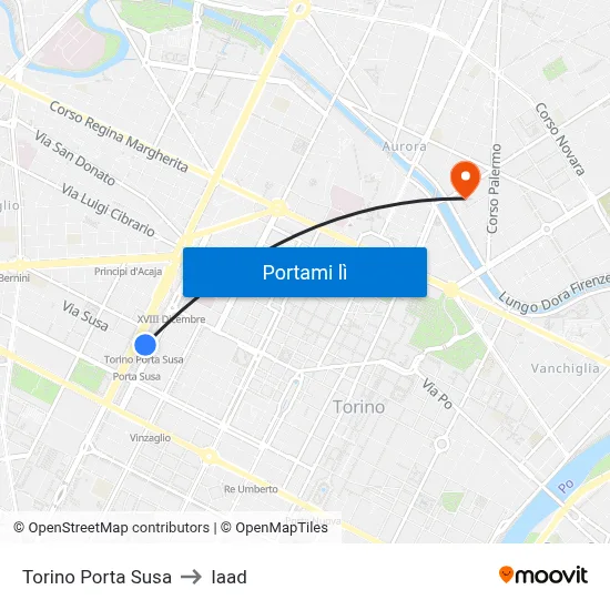 Torino Porta Susa to Iaad map