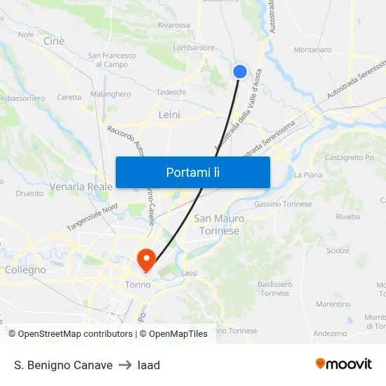 S. Benigno Canave to Iaad map