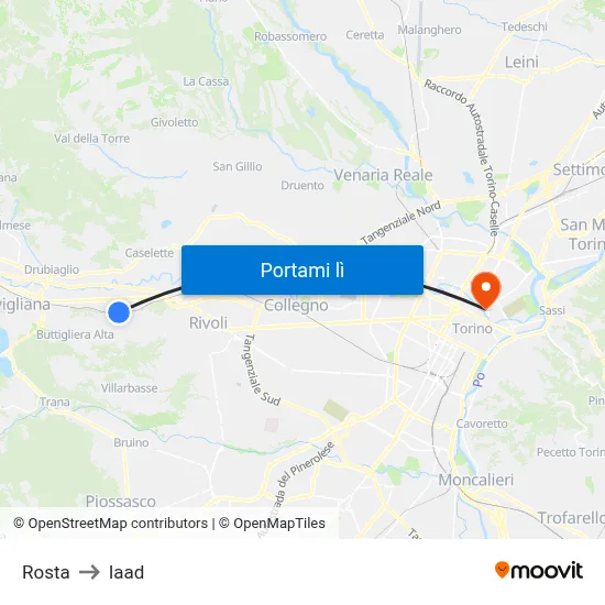 Rosta to Iaad map