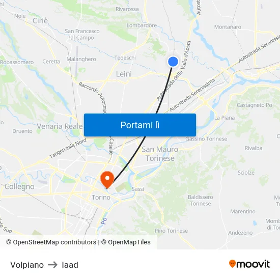 Volpiano to Iaad map