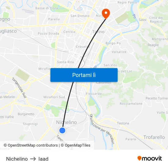 Nichelino to Iaad map