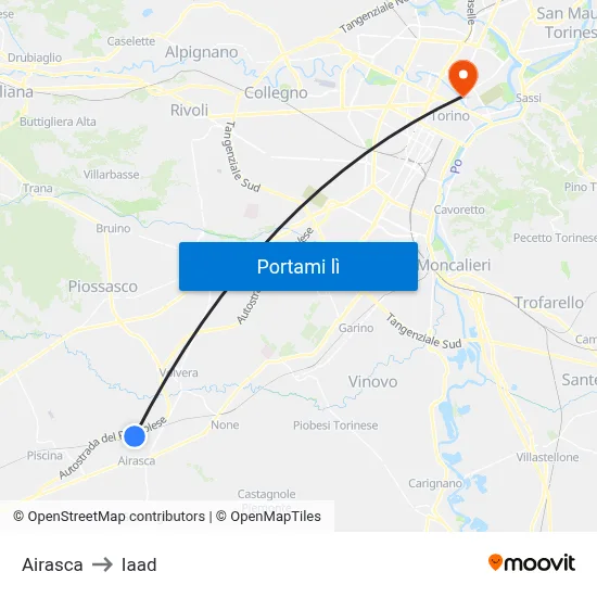 Airasca to Iaad map