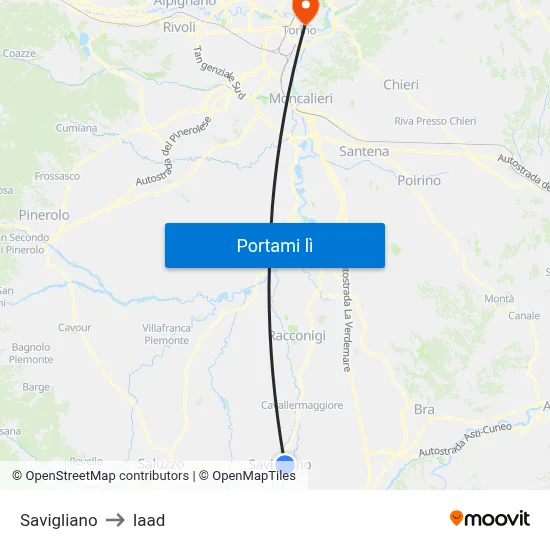 Savigliano to Iaad map