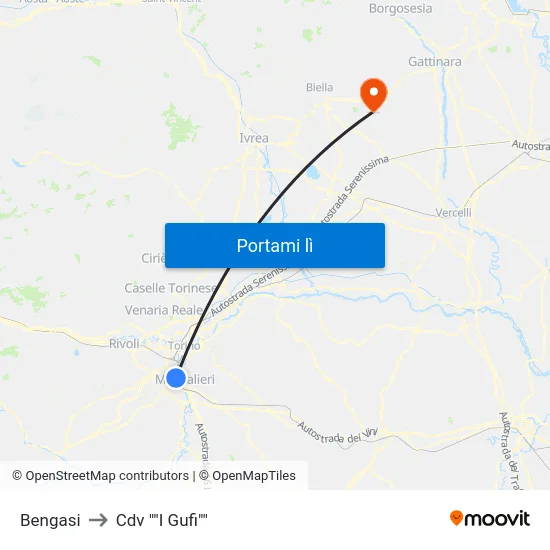 Bengasi to Cdv ""I Gufi"" map