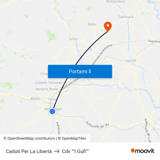 Caduti Per La Libertà to Cdv "I Gufi" map