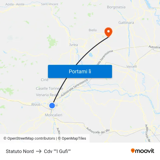 Statuto Nord to Cdv ""I Gufi"" map