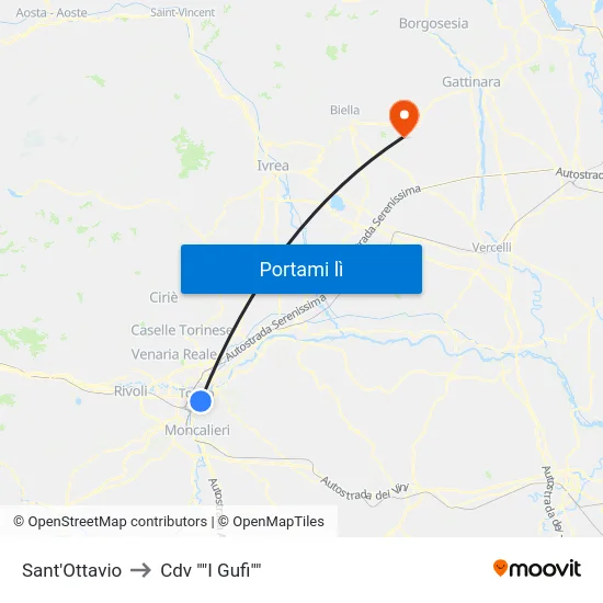 Sant'Ottavio to Cdv "I Gufi" map