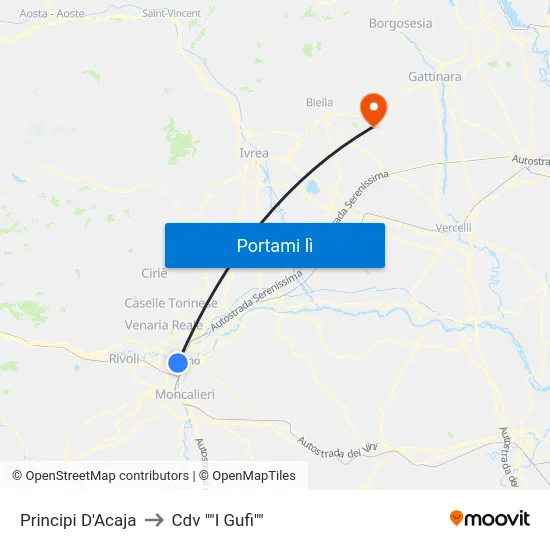 Principi D'Acaja to Cdv ""I Gufi"" map