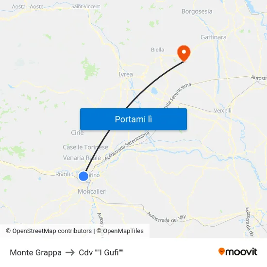 Monte Grappa to Cdv ""I Gufi"" map
