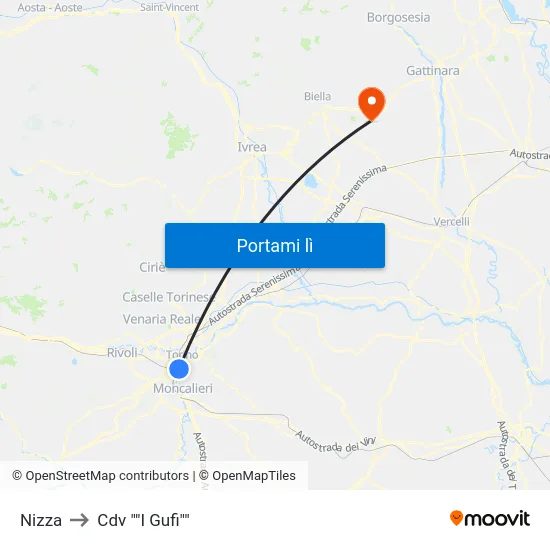 Nizza to Cdv ""I Gufi"" map