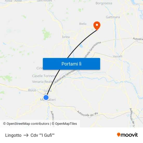 Lingotto to Cdv ""I Gufi"" map