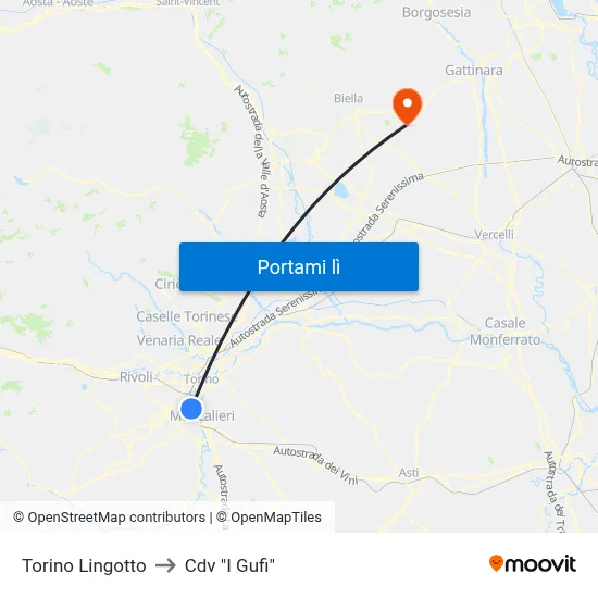 Torino Lingotto to Cdv "I Gufi" map