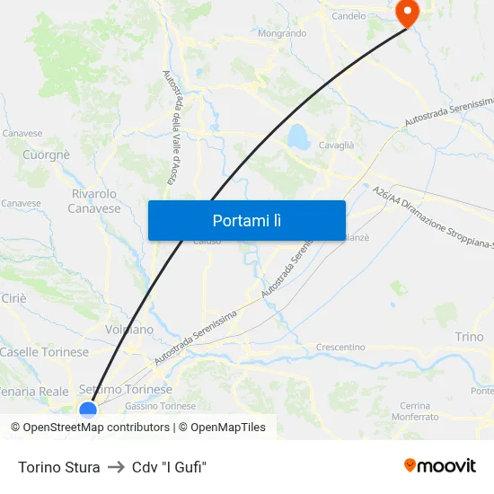 Torino Stura to Cdv "I Gufi" map