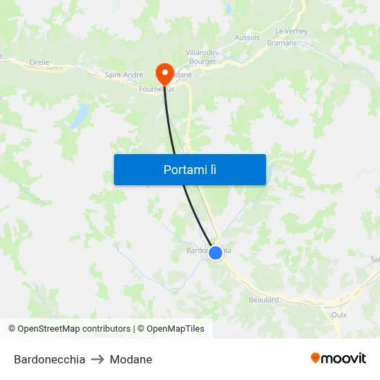 Bardonecchia to Modane map